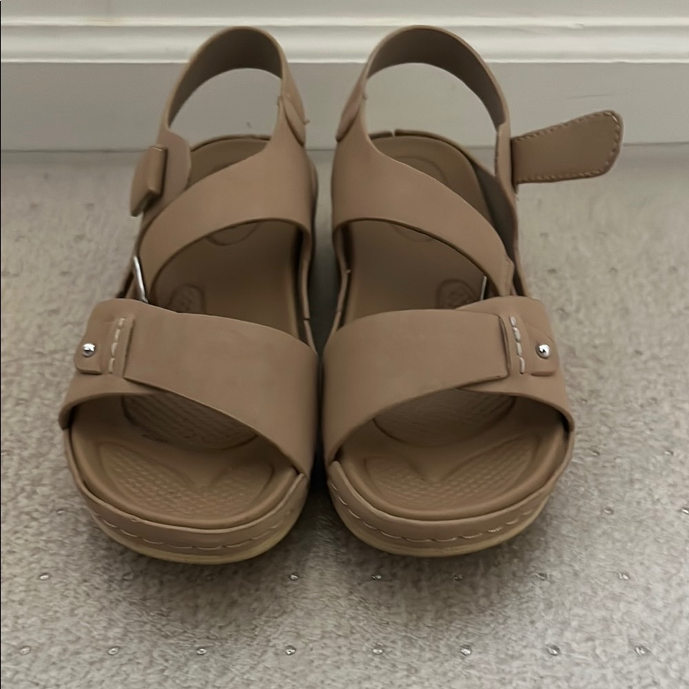 Tan Comfort Sandals with Adjustable Strap